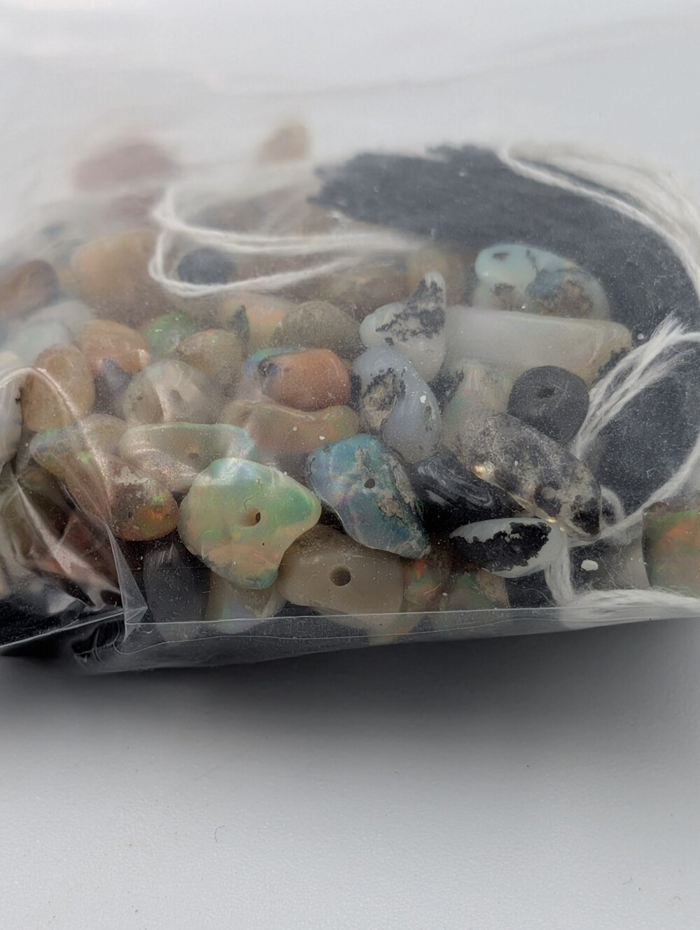 Genuine opal stone chips beads small bag